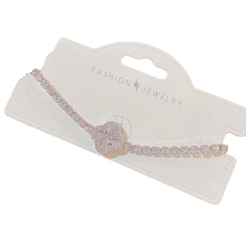  new summer style micro-encrusted zirconium four-leaf flower bracelet female Internet celebrity personality light luxury atmosphere adjustable hand jewelry
