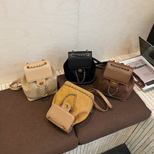 高级感洋气小众女式双肩包2025新款夏季百搭链条后背包迷你单肩包