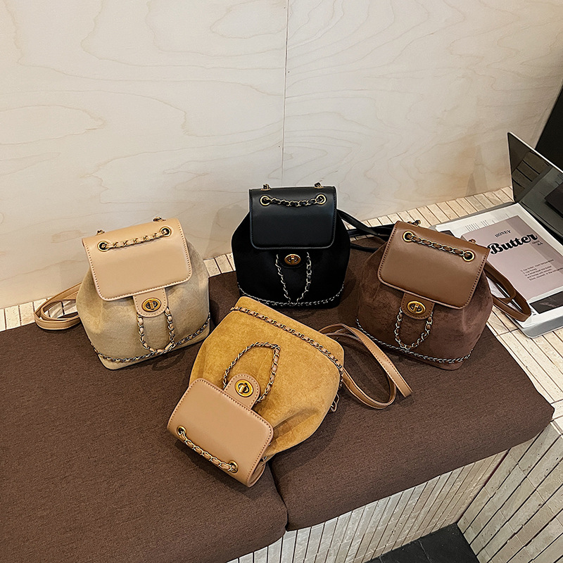 高级感洋气小众女式双肩包2025新款夏季百搭链条后背包迷你单肩包