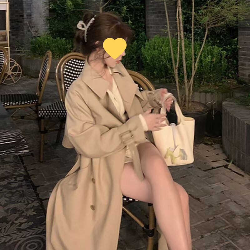 高级感韩系中长款风衣外套女2025春秋新款小个子显高显瘦气质大衣|undefined