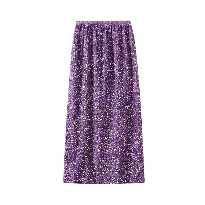 Heavy Sequin Skirt for Women Autum 2023 New Style Rear Slit Straight Long Skirt Hip Skirt D8035