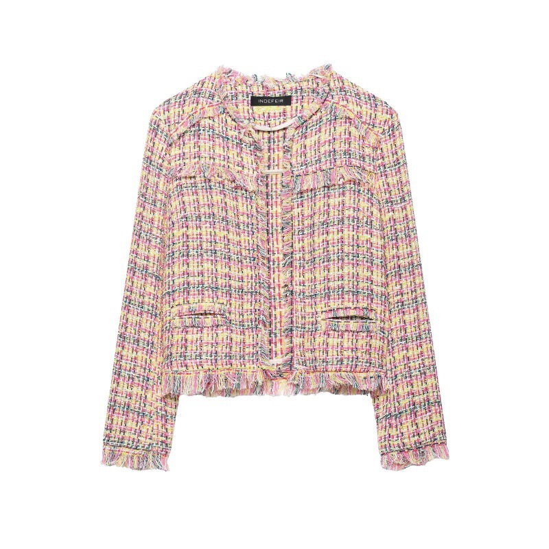 PB&ZA 2026 Autumn/Winter Fashion Tweed Braided Chanel-style Tassel Structured Blazer 7827114