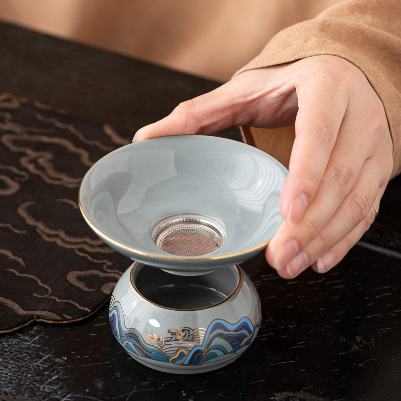 补货云鹤游天茶具配件盖碗过滤器茶水分离过滤茶叶茶漏器陶瓷过滤