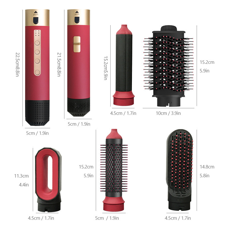 クロスボーダー五六合一熱風櫛多機能ヘアドライヤー直髪器ヘアアイロン三用交換ヘッド自動ブロー櫛|undefined