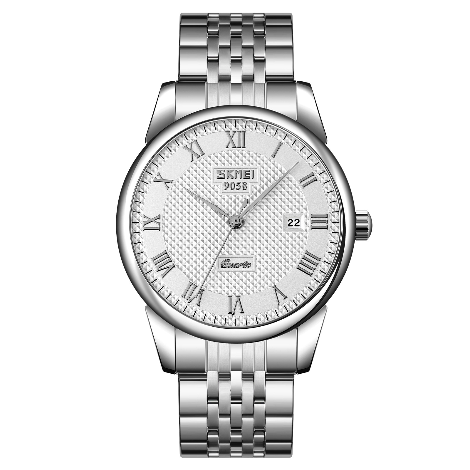 Momentos de negocios de pareja de reloj de escala romana calendario de acero impermeable reloj de cuarzo para hombres y mujeres al por mayor en stock transfronterizo