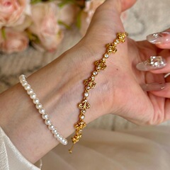 フランス式レトロ宮廷風二重点ドリルアイリスの花のブレスレット