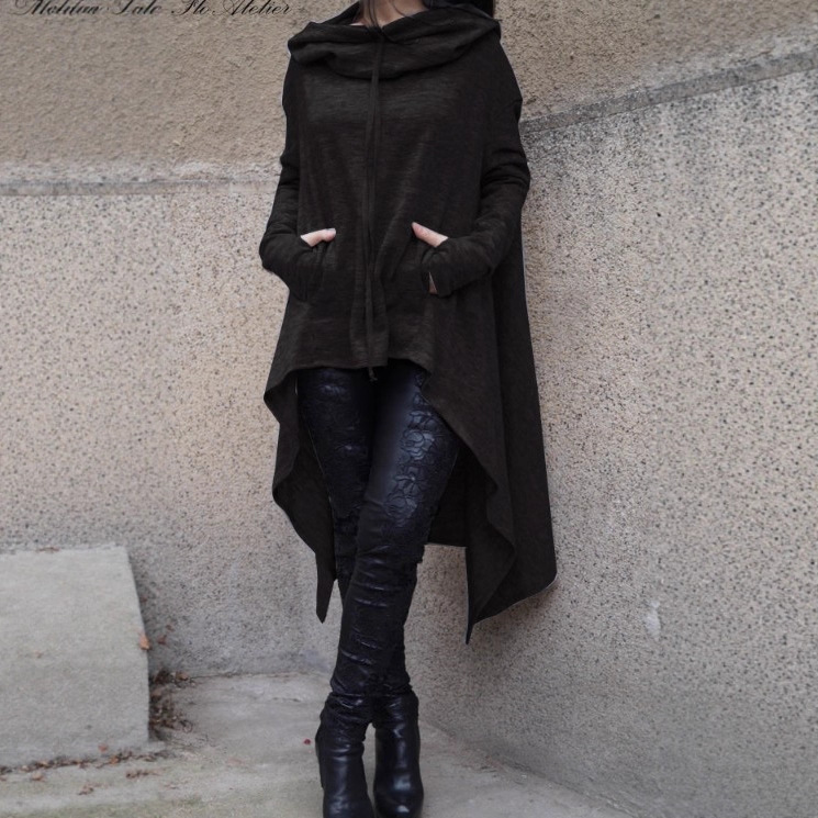 2018 Otoño e Invierno AliExpress deseo Amazon nuevo europeo y americano color sólido suéter largo con capucha