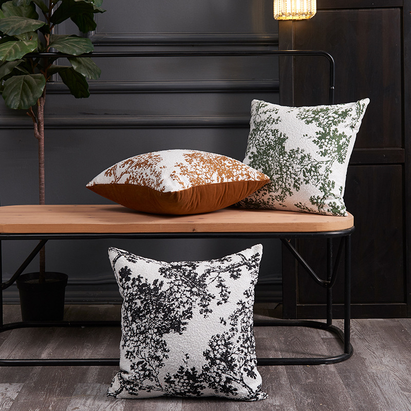 Carefully Selected 2026 Chenille Jacquard Ink Wash Painting Small Fragrant Cattail Tree Pillowcase Sofa Living Room Bedroom Cushion Pillowcase