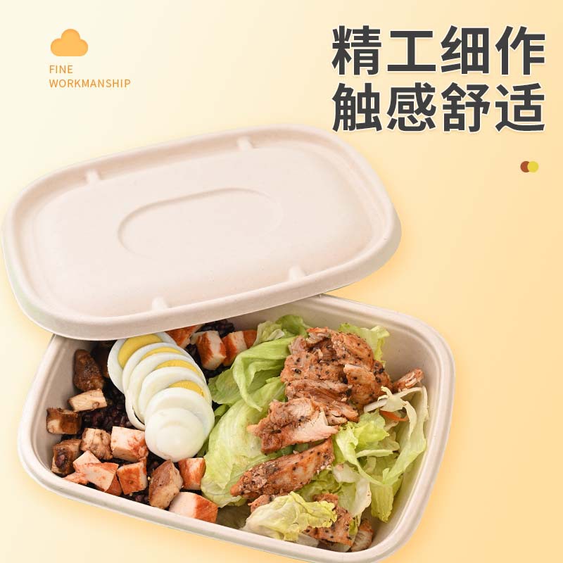 Caja de almuerzo degradable pulpa caja de comida rápida fitness caja de almuerzo comida ligera ensalada para llevar caja de embalaje caja de almuerzo desechable