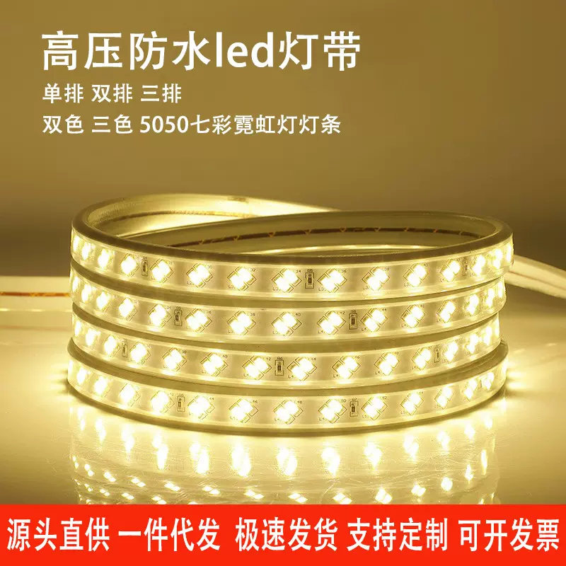 led灯带2835高压客厅防水灯带5730双色三色5050七彩霓虹灯条