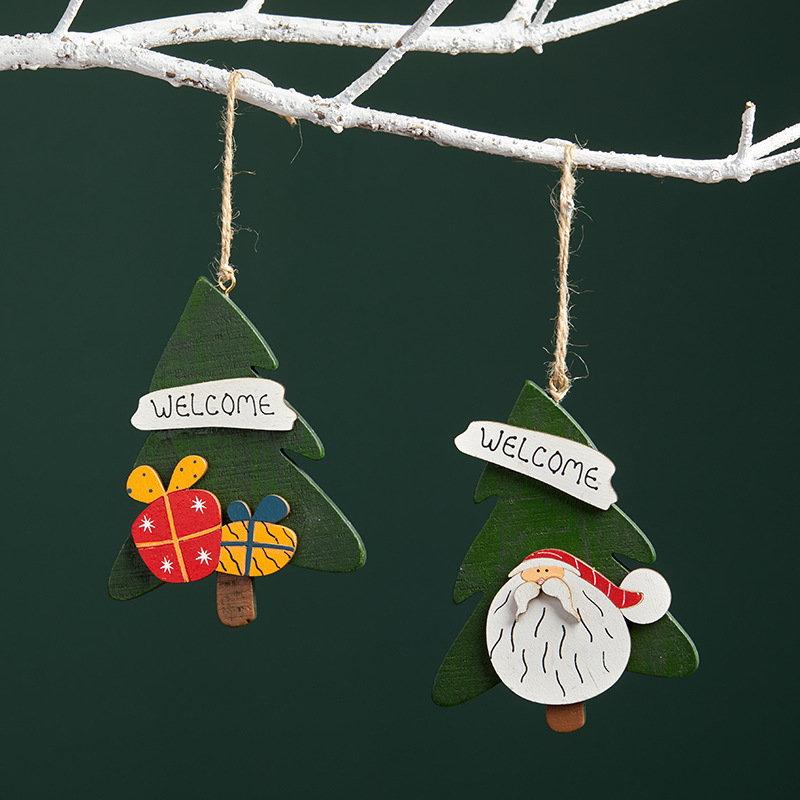 árbol de Navidad de madera para los viejos colgantes creativos colgantes de árbol de Navidad decoraciones de árbol de Navidad props de disparo