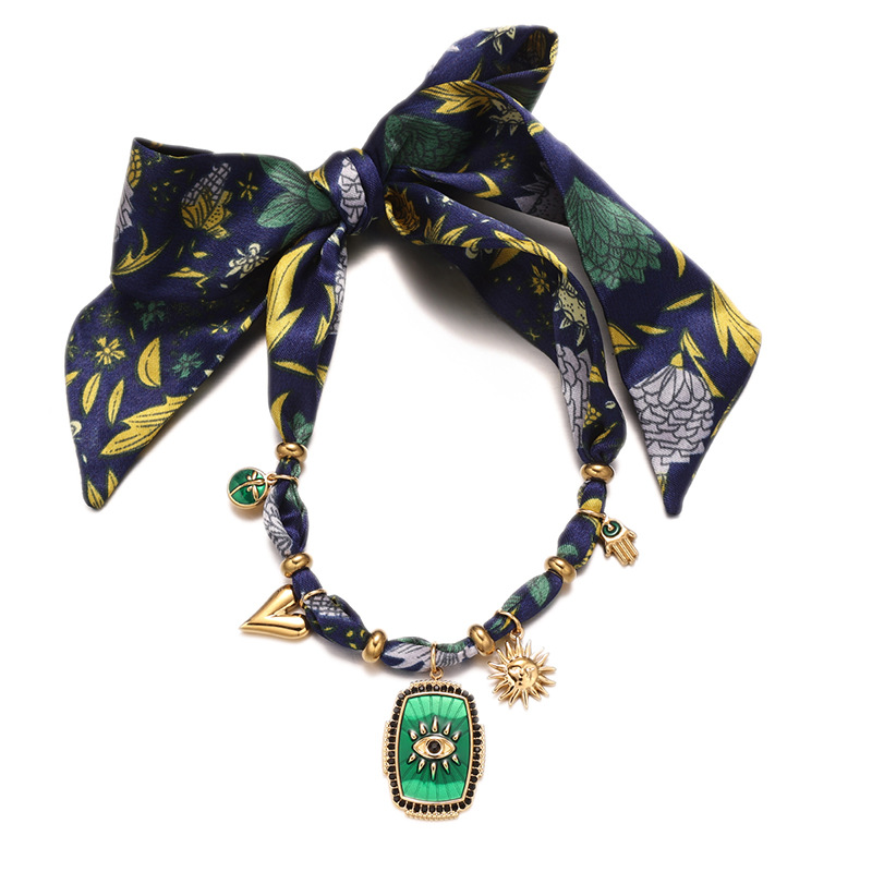 TENA estilo francés retro clásico viento diablo ojo colgante bufandas collar ligero lujo alto sentido collar medieval al por mayor