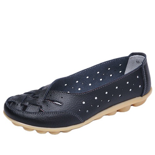 Flat sandals women summer single shoes, pinto shoes, leather shoes, casual women's nest hole hole shoes