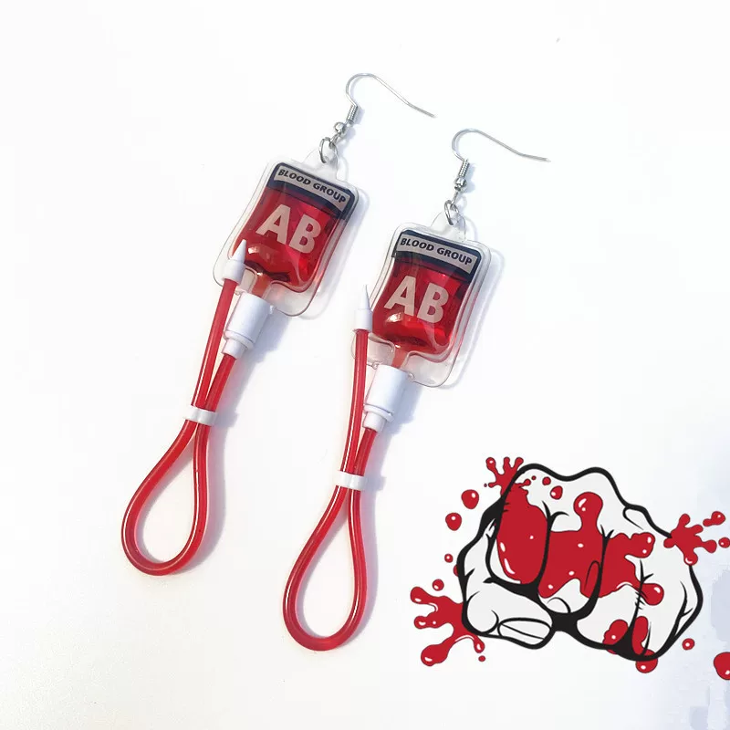 Креативные и забавные Harajuki Simulation Plasma Blood Blood Blood type серьги подкультура Y2K горячая девушка личность серьги на шее
