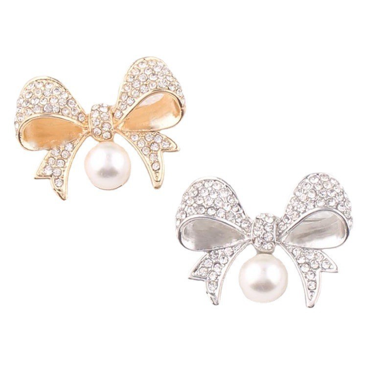 Fashionable beads with bow pearl lapel pin