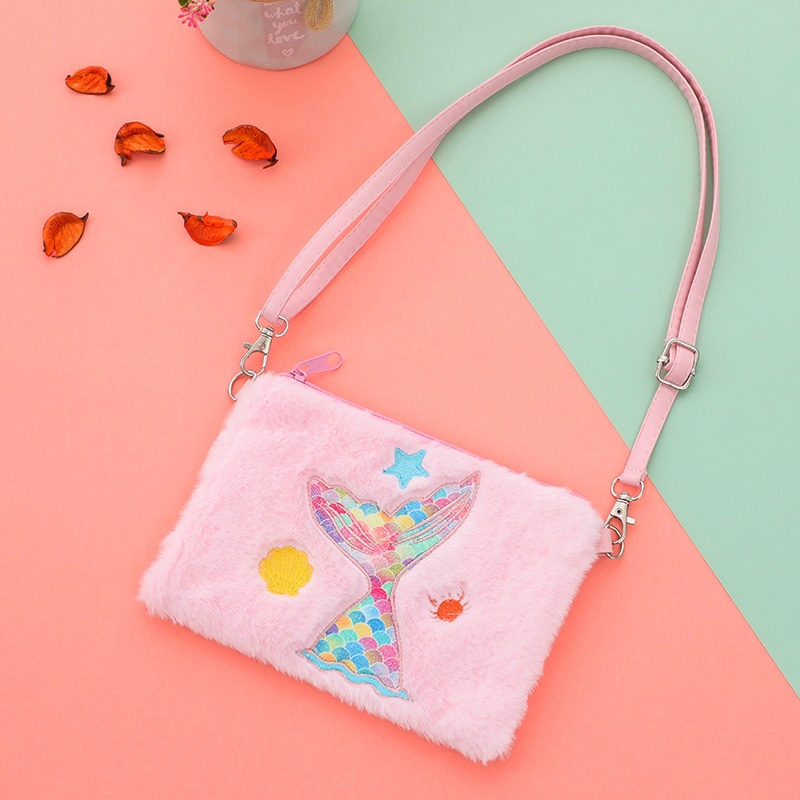 Unicornio bolso de hombro de los niños de dibujos animados lindo felpa bolsa de mensajero kindergarten chica felpa monedero sirena