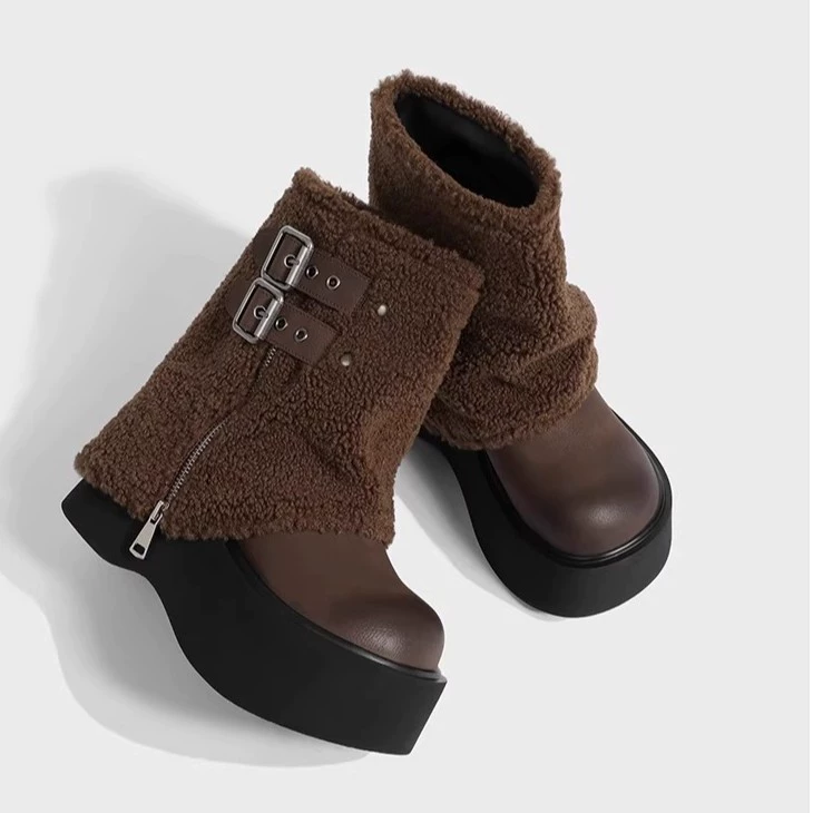 Platform Winter Boots, Women's Shearling-Style Lined, Warm Platform Sole, Sizes 35–40