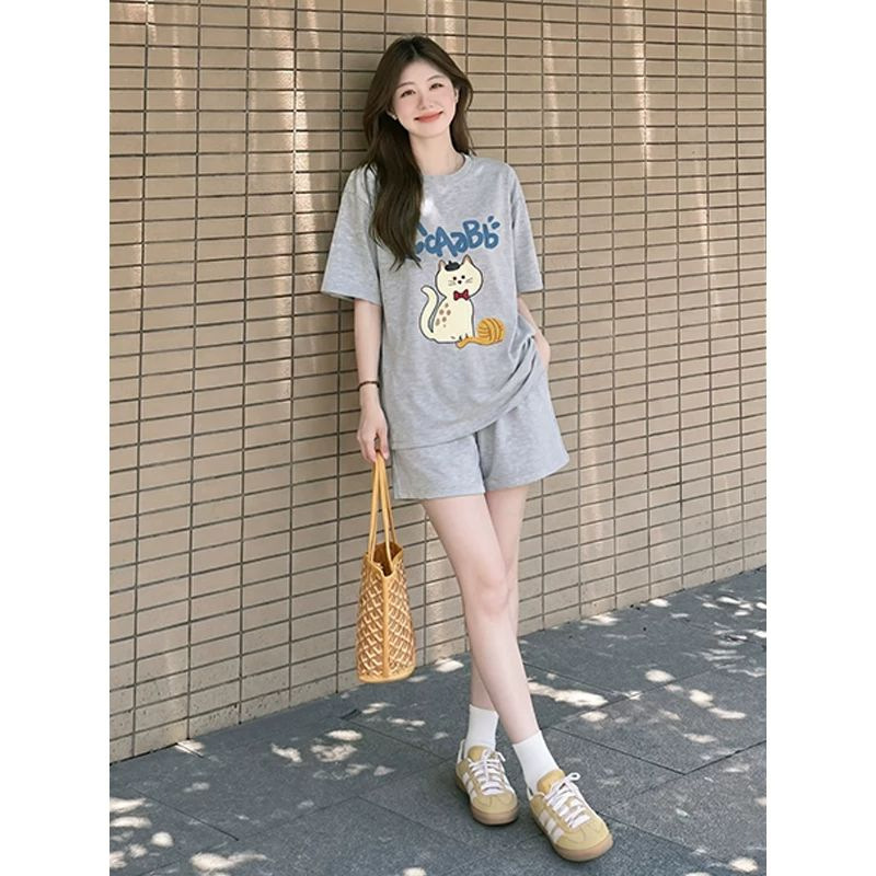Maternity Wear Gray Short-Sleeved T-Shirt Summer 2026 New Style Loose Half-Sleeved Unique and Beautiful Top Set Maternity Wear Gray Short-Sleeved T-Shirt Summer 2026 New Style Loose Half-Sleeved Unique and Beautiful Top Set