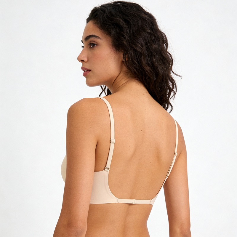Wire-Free Seamless Bra Women's Sexy Lingerie Exposed Cross Back Design Jelly Soft Support Underwear Sleepwear_voghion.com