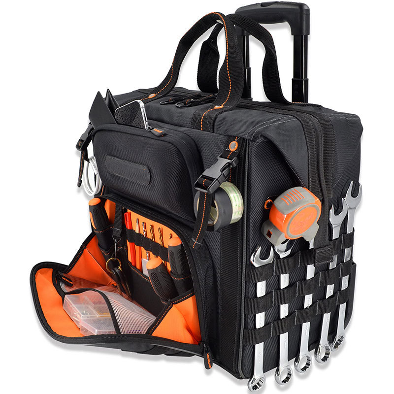 跨境热销拉杆工具包带轮子电工包建筑工具袋多用途便携工具收纳袋