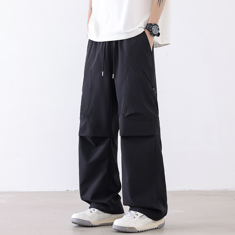 Pantalones de trabajo de seda de hielo para hombres de verano delgados secado rápido impermeable rectas pantalones casuales de piernas largas sueltas image 5