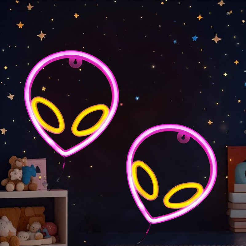 Led Alien Neon Light Wall-Mounted Atmosphere Light for Gaming Room, Bar, Bedroom Decoration, Vintage Style Floor Lamp