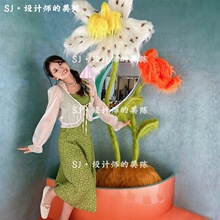 巨型毛毛花朵绒场景布置气氛围拍照造景打卡道具创意装饰美陈