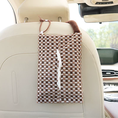 Car Seat Back Tissue — Car tissue box/set - bubble-checkerboard-brown-2517cm