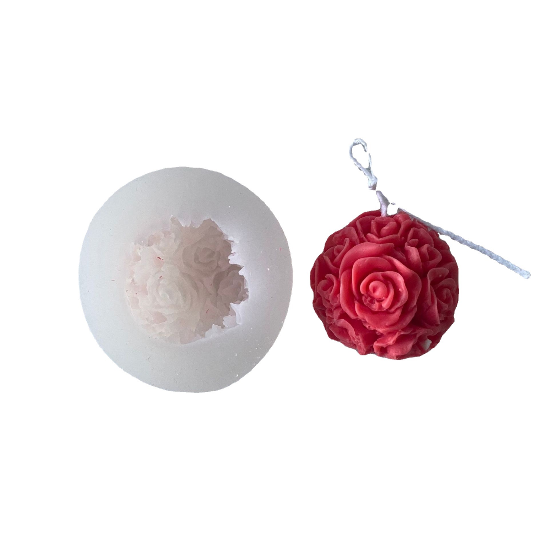 Rose Ball vela molienda herramienta hogar aromaterapia yeso decoración de la torta para hornear molde Silicona
