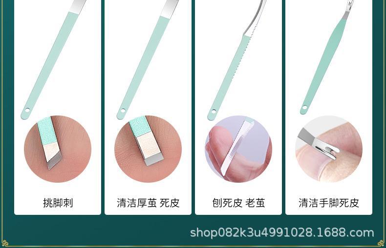 Nagelschere Set Matcha Grün 16-teiliges Schönheits-Maniküre-Werkzeug Nagelschere Maniküre Pediküre Messer Großhandel Etikettierung