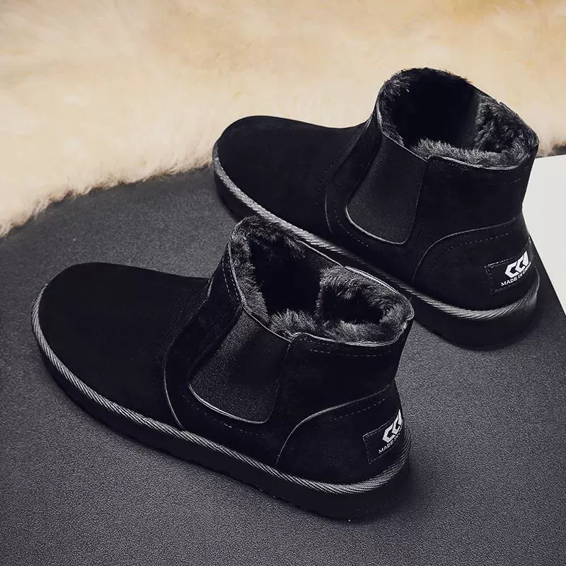 Мужская обувь 2024 новые утолщенные и бархатные хлопчатобумажные туфли на открытом воздухе морозостойкие зимние теплые снежные сапоги средний ботинки Martin сапоги