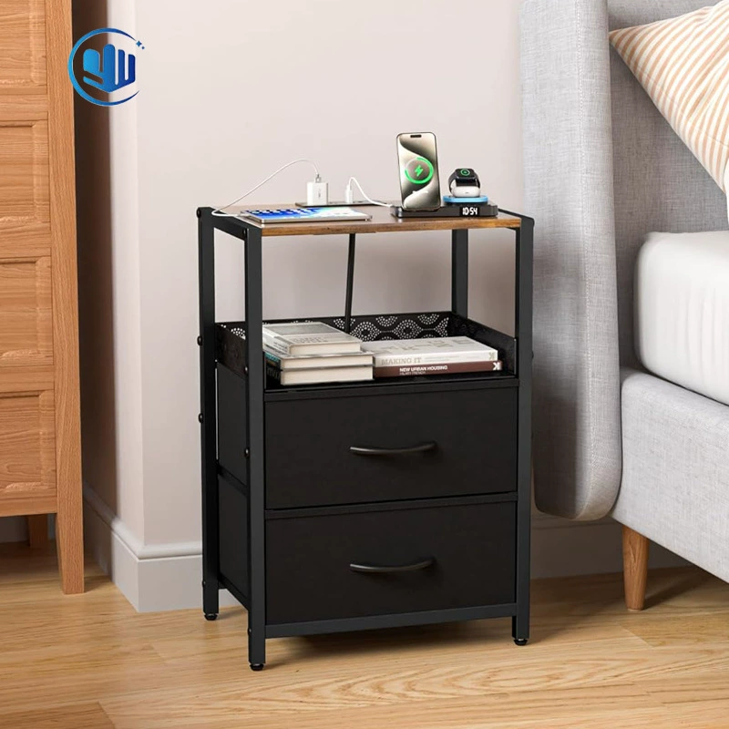 Прикроватный стол с USB-зарядным портом боковой столик для спальни тумбочки для хранения подставка для ящика в нескольких углаях от гостиной
