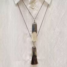 秋冬博主同款马鬃毛刷长项链气质流苏毛衣链小众长款吊坠韩系项链