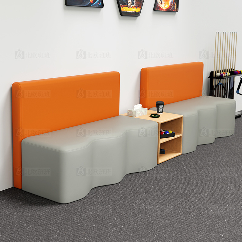 2025 New Billiard Room Billiard Rest Area Reception Wave Backrest Sofa Card Holder Cat Claw Leather Sofa Combination