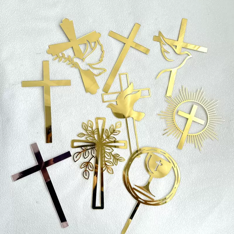 跨境ins风和平鸽十字架蛋糕装饰插件 圣餐婴儿洗礼派对装饰