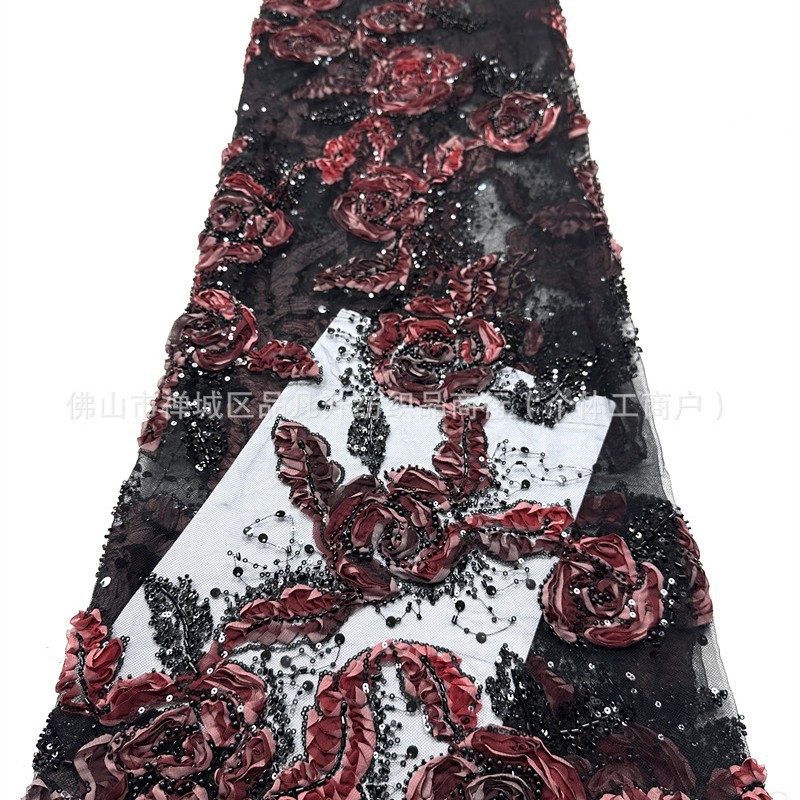 Moda francesa retrógrada de ancho lleno con tela de encaje bridal sequins lace fabric