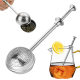 in stock 304 stainless steel retractable tea ball push-pull rod push-type tea maker long handle sugar powder sieve tea filter