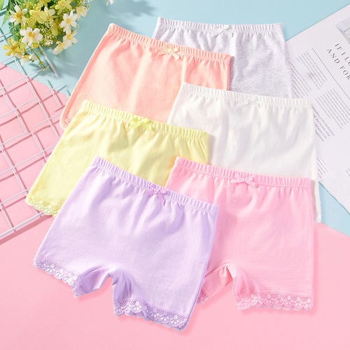 Wholesale summer girls anti-exposure safety pants Class A double layer pure cotton thin section girls insurance bottoming dance pants