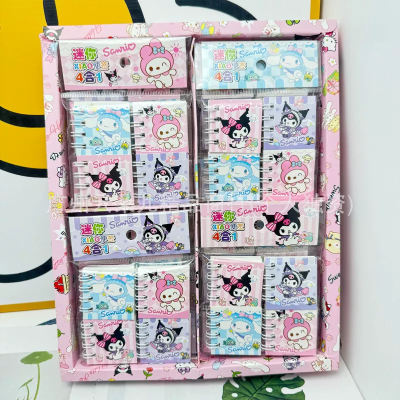 Набор из 4 мини-блокнотов Sanrio с героями Kuromi My Melody Cinnamoroll