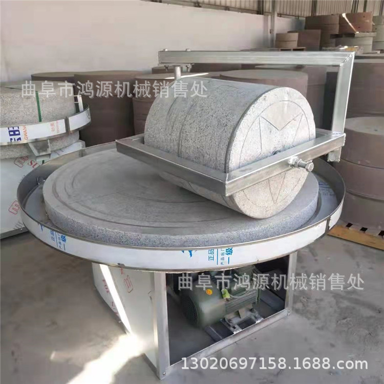 单辊红辣椒面石碾机 景区观赏手推石碾子 糯米大豆压扁石碾子