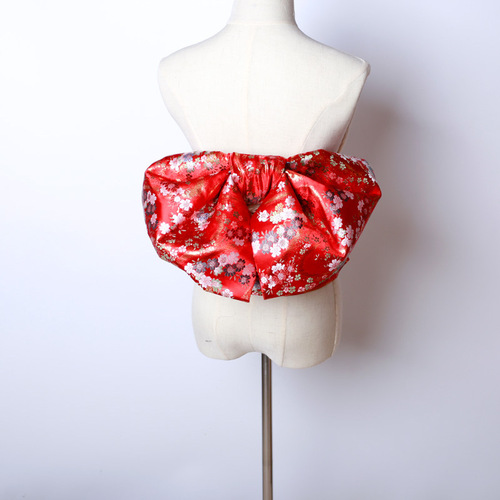 Japanese kimono bathrobe obi with Japanese-style sash, bow tie, brocade pattern fabric, shaped bow tie waist sash, multiple styles