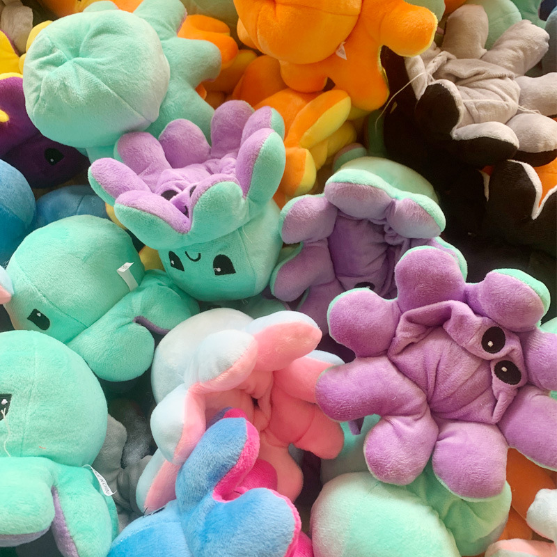 Pulpo reversible Flip pulpo juguete de peluche muñeca de expresión de doble cara muñeca de Ragdoll que cambia la cara en stock al por mayor