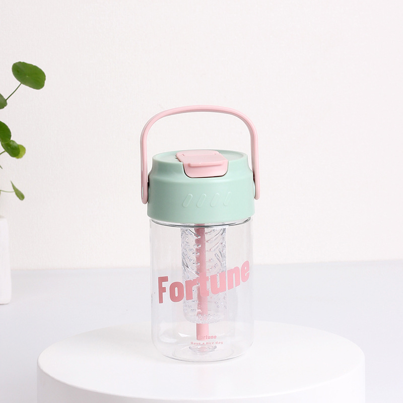 Taza de agua de plástico flor taza de té con almacén de té Estudiante DE ALTO aspecto en línea rojo ins portátil taza de paja taza