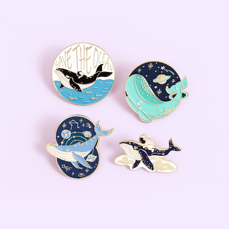 Alloy Material Cute Pin Astronaut Whale Alloy Stoving Varnish Unisex Brooches