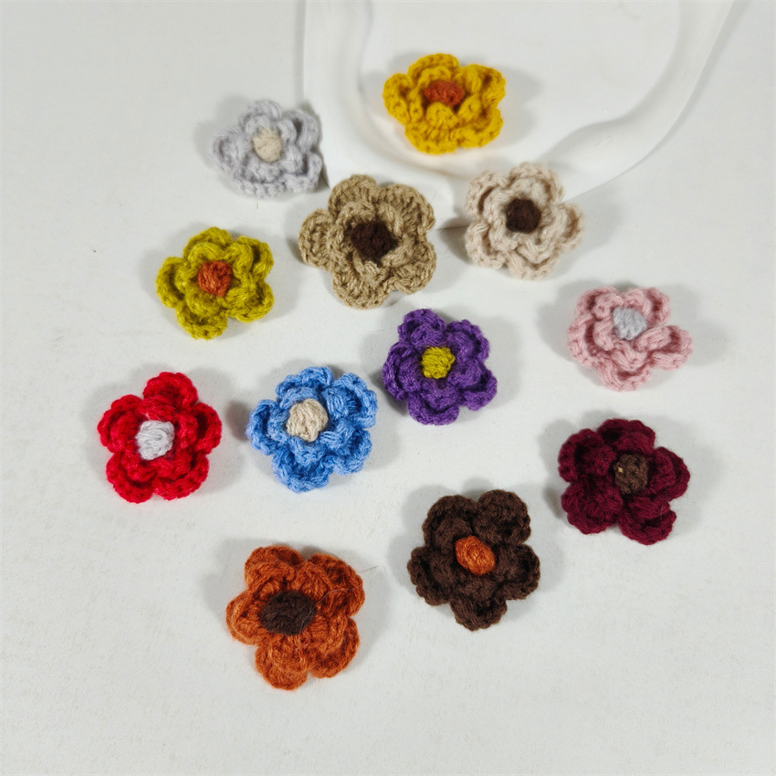 韩式森女毛绒毛线花朵手工钩织服饰发饰服装辅料 DIY饰品包包配件