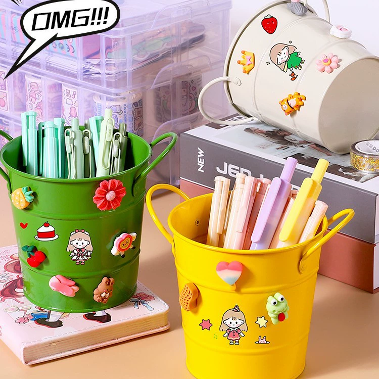 Железная ручка для ручки Студенческая настольная коробка для хранения Большой емкости Простой и милый офисный ручка для ручки