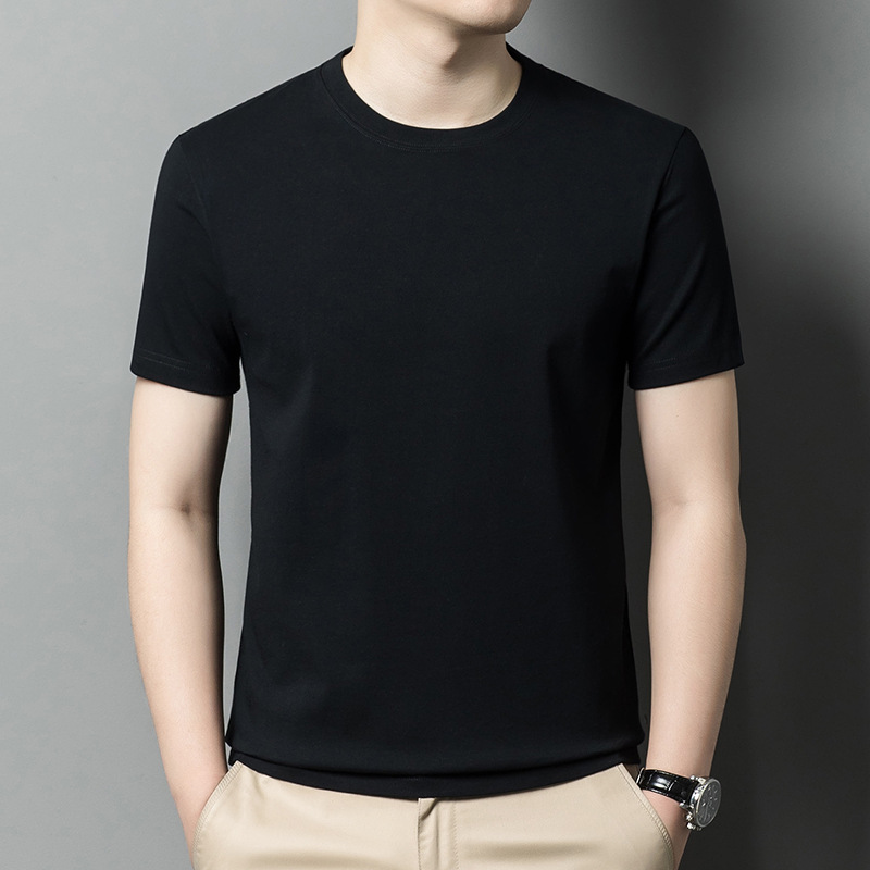 Summer men's cotton short-sleeved T-shirt men's round neck Xinjiang cotton men's base white t half-sleeved printed logo cultural shirt