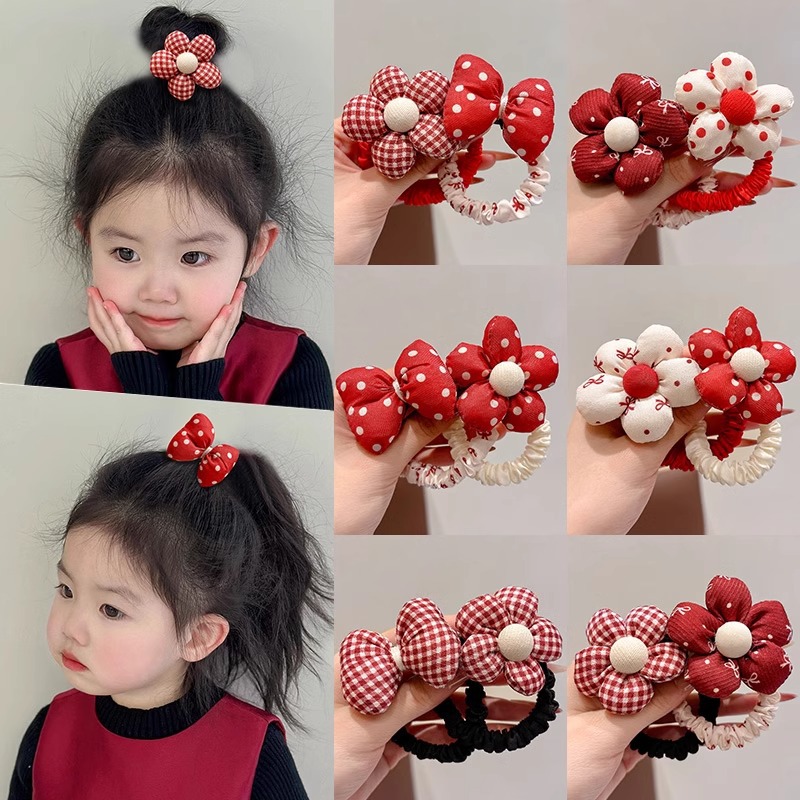 Flores dulces para niños anillo de cabello arco cabello no daña correa de cabello niñas atadas cabello cabello de alta elástica adornamiento para el cabello