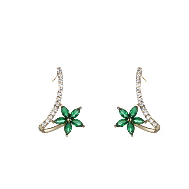 Xuping aleación de cobre otoño y invierno Zircon artificial pernos de orejas de flores nicho sensación de lujo ligero aretes de flores para mujeres