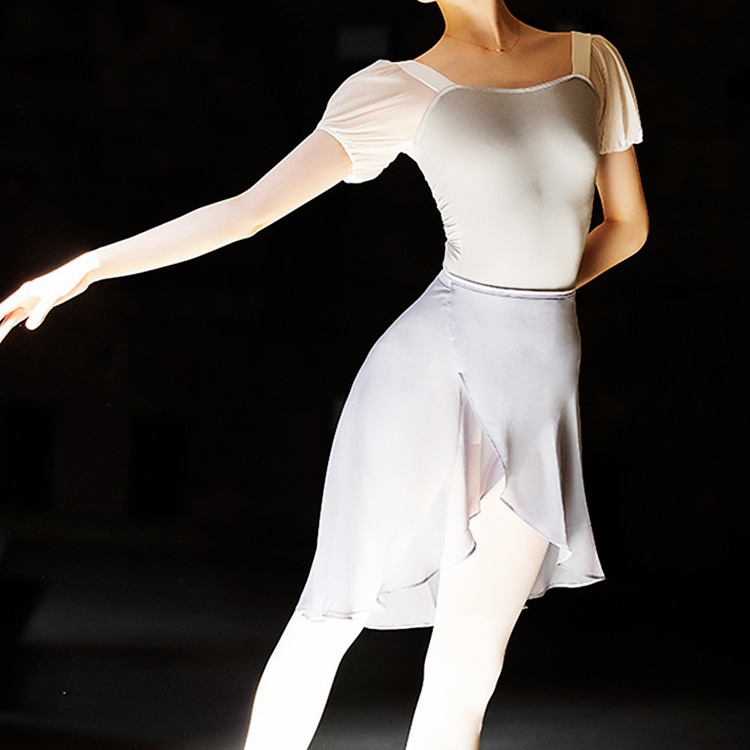 Carefully selected ballet practice clothes, puff-sleeved bodysuit, short-sleeved women's adult art exam high-span body shaping clothes, gymnastics tight-fitting